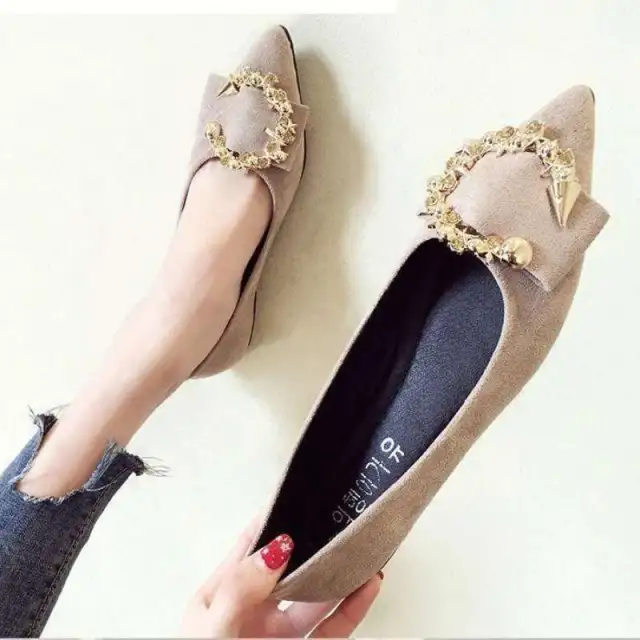Shallow Mouth Tip Flats For Women Soft Lazy A Pedal Shoes Flat Shoes Women Shoes Woman Apricot - Shop at LoveMi