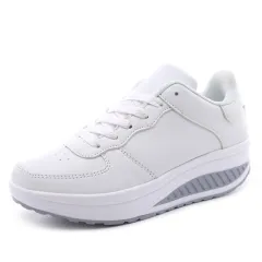 Women's Shoes, Flying Woven Leather Shoes, Sports Platform Shoes, Student Platform Shoes - White - View 1