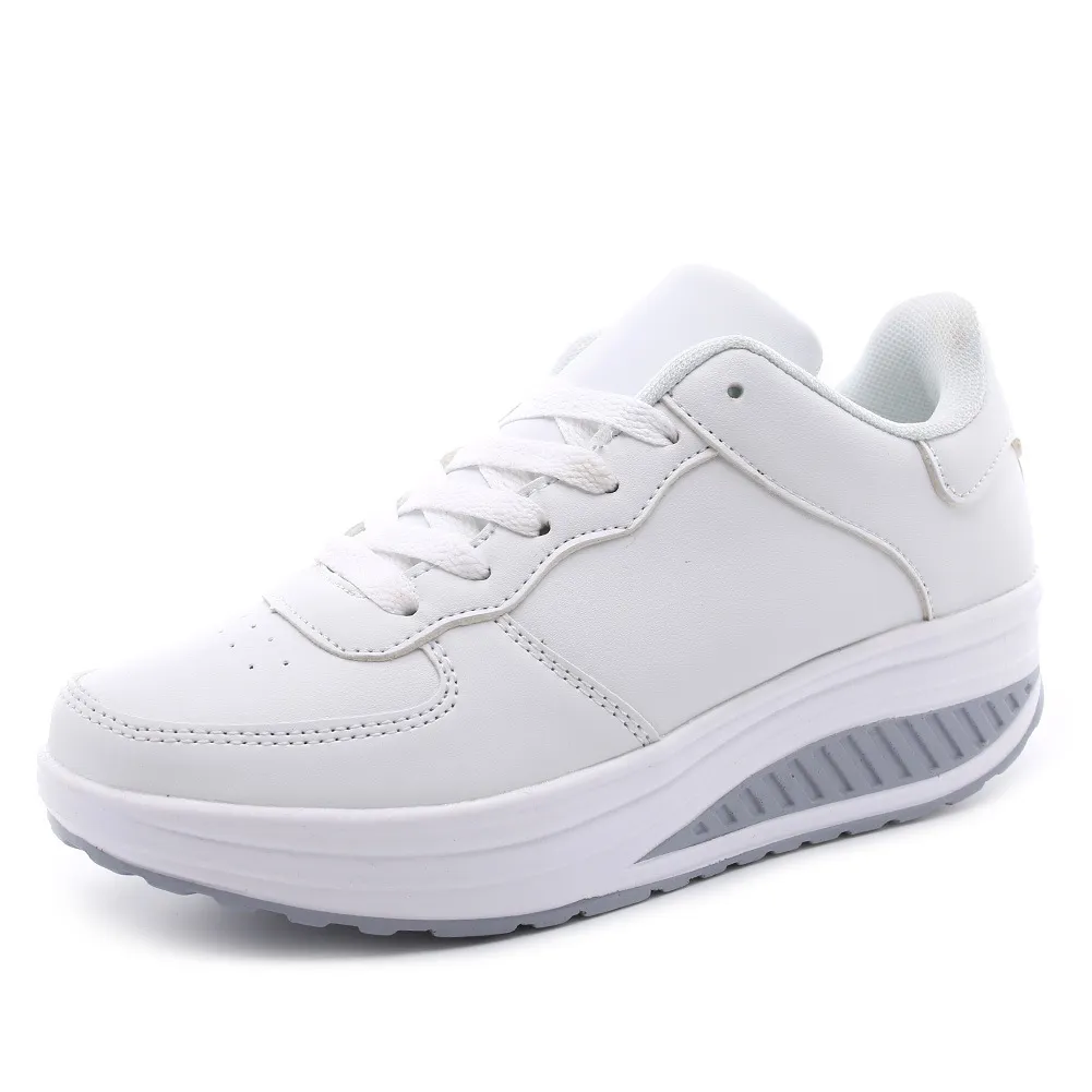 Women's Shoes, Flying Woven Leather Shoes, Sports Platform Shoes, Student Platform Shoes - White