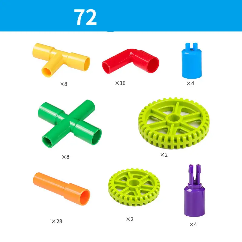 Beiqi Children's Plug-in Assembling Water Pipe Plastic Building Blocks Are Compatible With  Large-particle Educational Children's Building Blocks