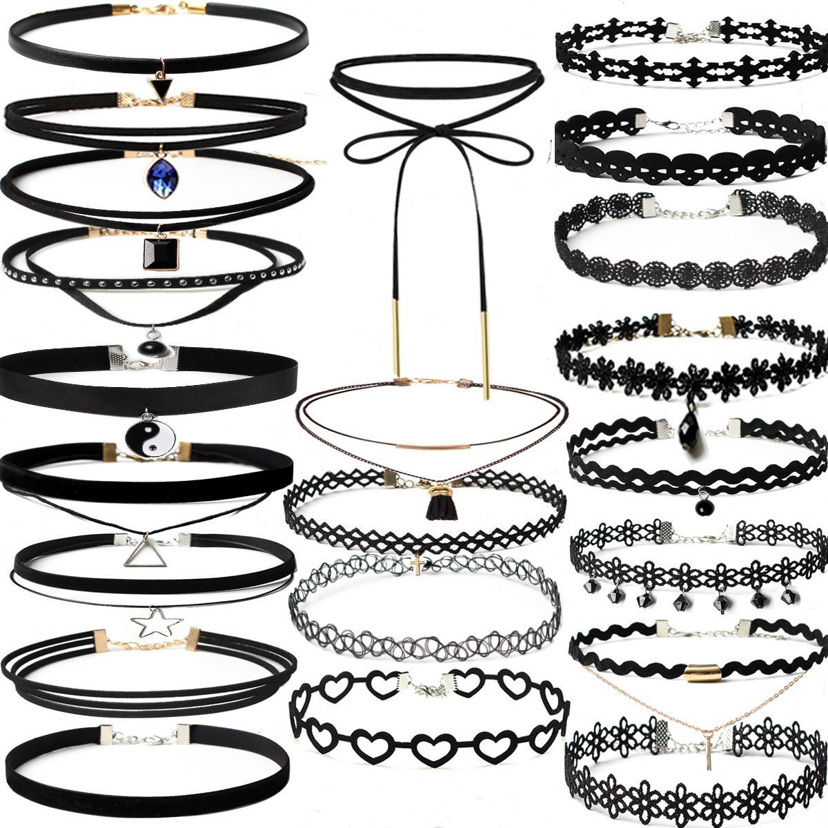 Creative Peach Heart Lace Necklace Combination Set Clavicle Chain