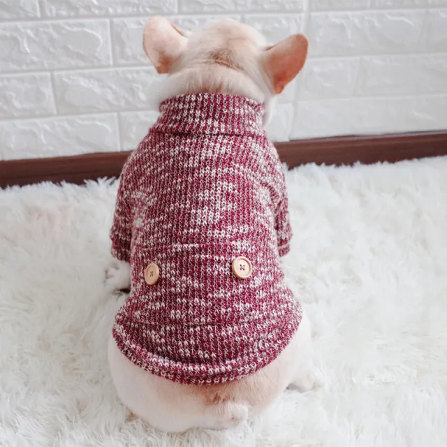 Dog Winter Sweater Turtleneck Sweater Keep Warm Red Wine - Shop at LoveMi