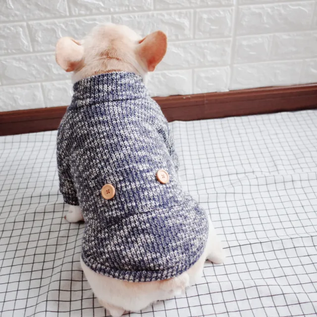 Dog Winter Sweater Turtleneck Sweater Keep Warm Blue - Shop at LoveMi