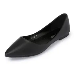 Summer Pointed-toe Shallow Soft-soled Flat Shoes - Black - View 1