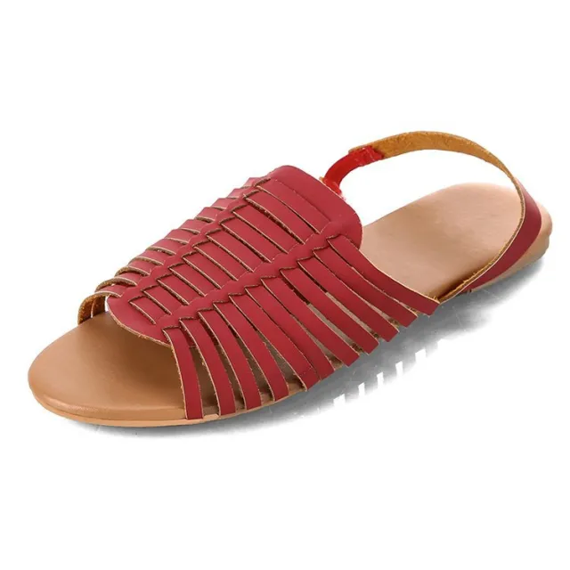 New European And American Flat Heels And Solid Color Fish mouth Sandals For Women Red - Shop at LoveMi