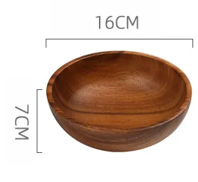 Wooden Bowl Large Solid Wood Without Lacquer Thickening Adult Acacia Wooden Bowl Set Home Adult Creative Fall resistant Fruit Bowl - Shop at LoveMi