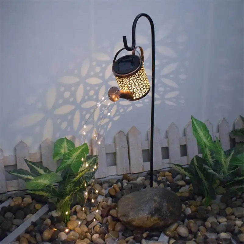 Solar Watering Can Garden Light with Shepherd's Hook LED Outdoor Decor