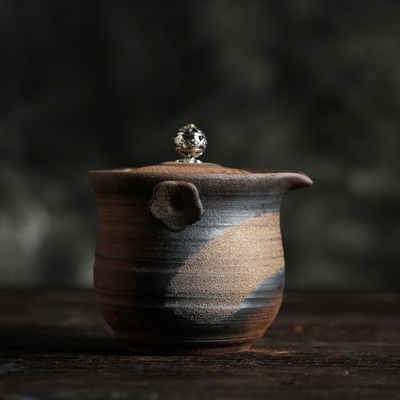 Title 2, Handmade Retro Teapot With Wood-Fired Lidding B...