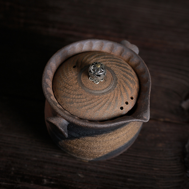 Title 5, Handmade Retro Teapot With Wood-Fired Lidding B...