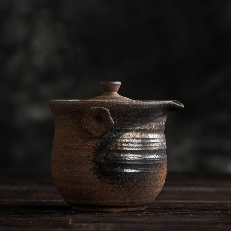 Title 6, Handmade Retro Teapot With Wood-Fired Lidding B...