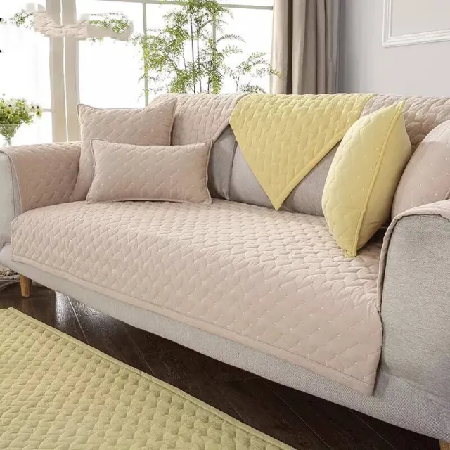 Pure Color Cotton Sofa Cushion Four Seasons Simple Modern Sofa Towel Cover Green - Shop at LoveMi