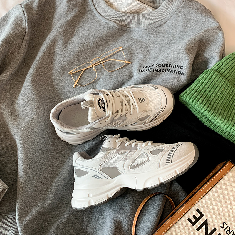 Spring New Net Red Lace-up Platform Casual Sports Shoes White Shoes