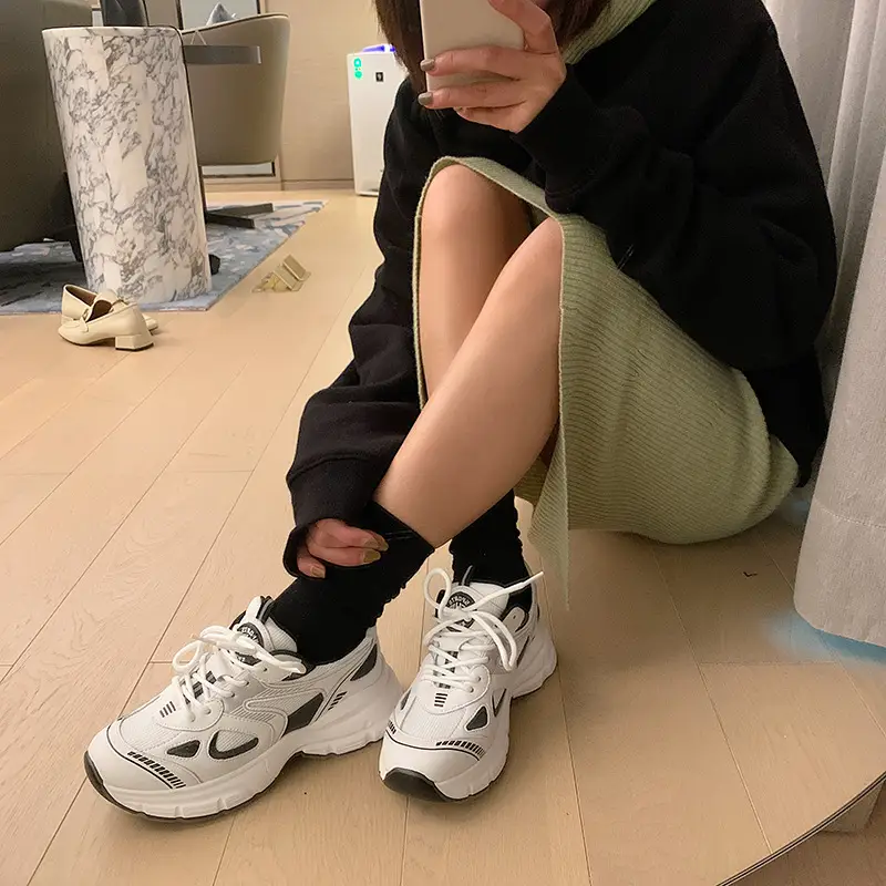 Spring New Net Red Lace-up Platform Casual Sports Shoes White Shoes