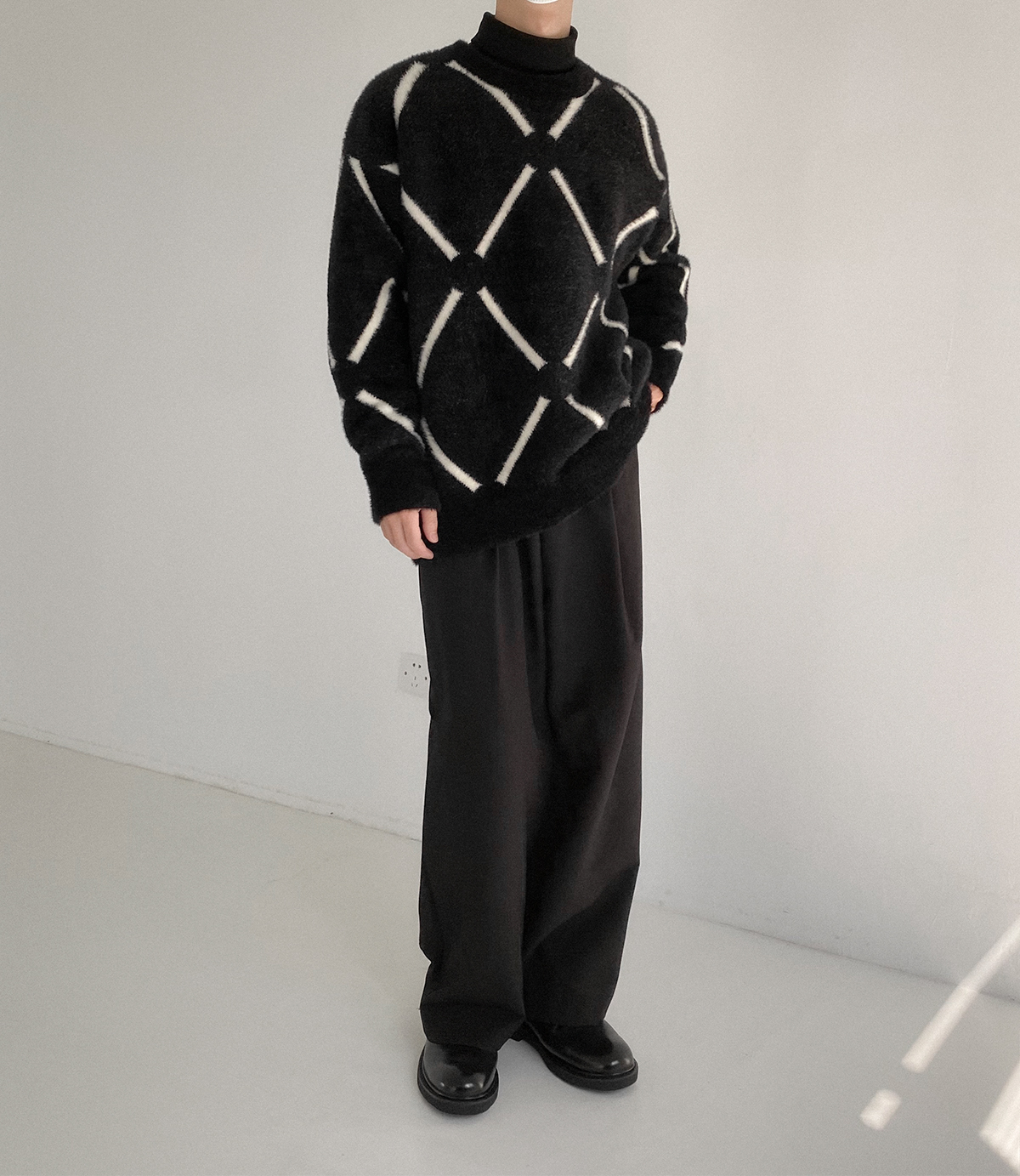 Mohair Sweater Boys Loose Warm Crew Neck Sweater