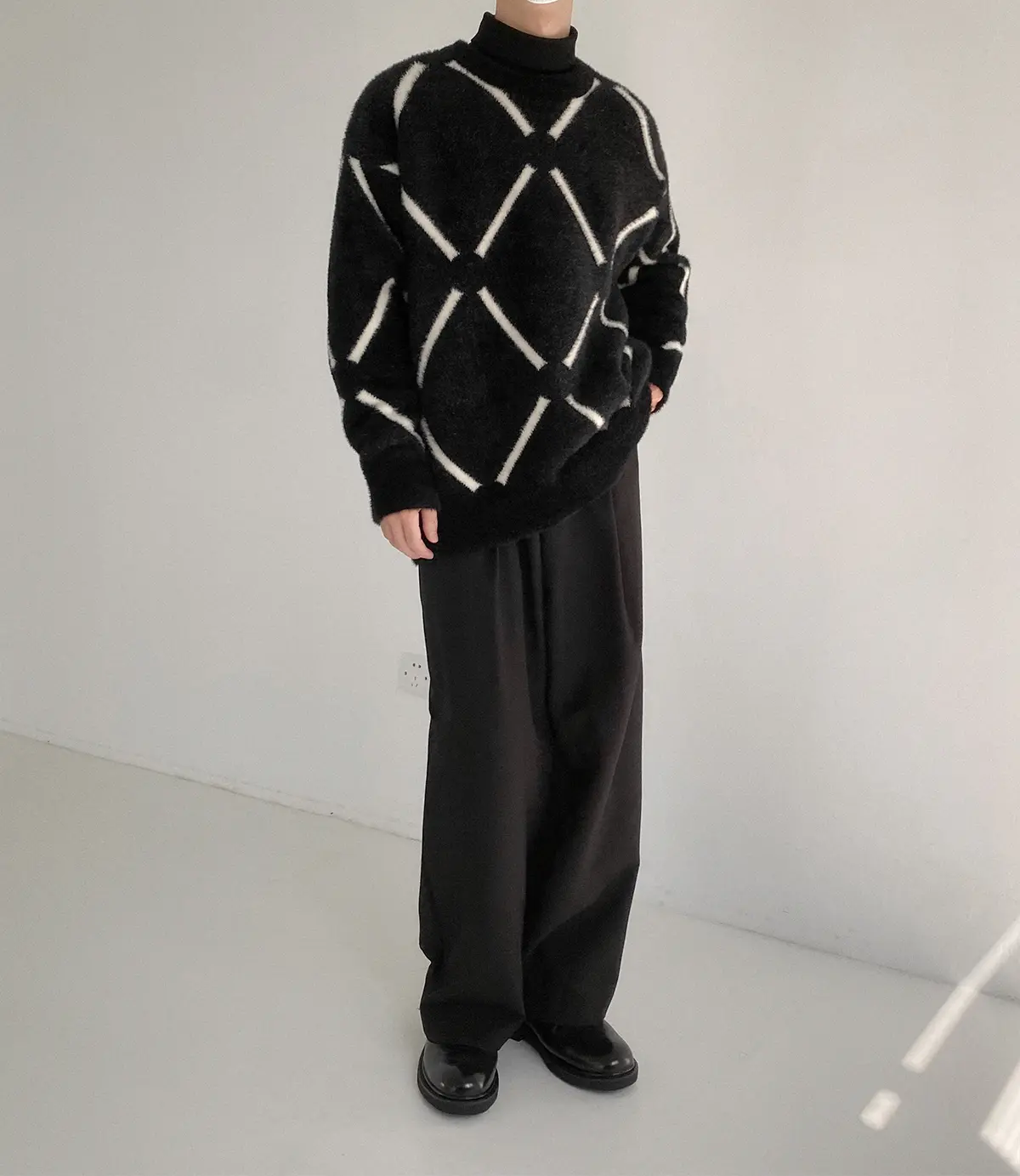 Mohair Sweater Boys Loose Warm Crew Neck Sweater