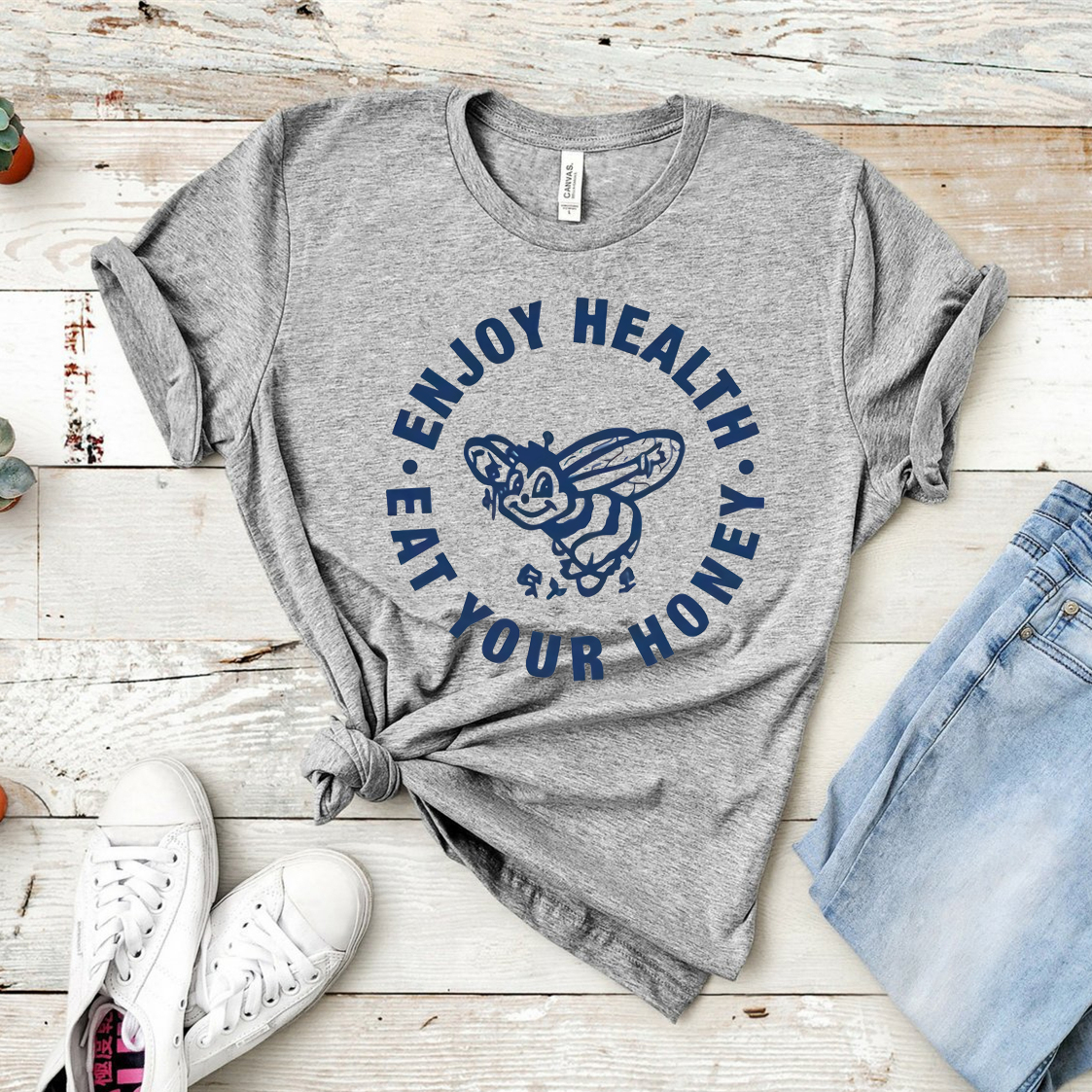 Title 4, Enjoy Healthy Letters Loose Short-sleeved Round...