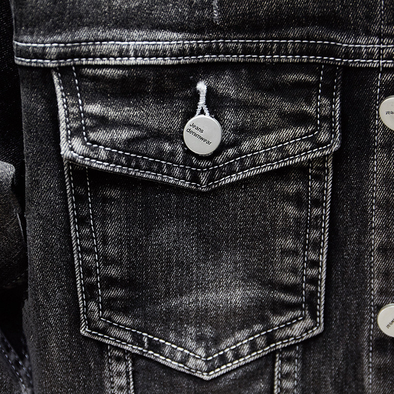 سترة جينز رجالية بأكمام طويلة للعمل والكاجوال