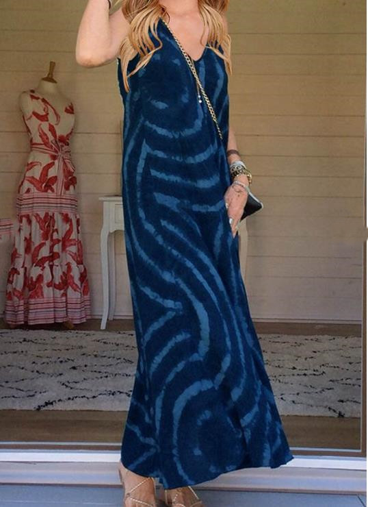 Bohemian Summer V Neck Strap Print Dress Women