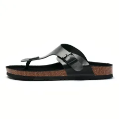 Multicolor Beach Student Casual Shoes Cork Slippers - Black - View 1