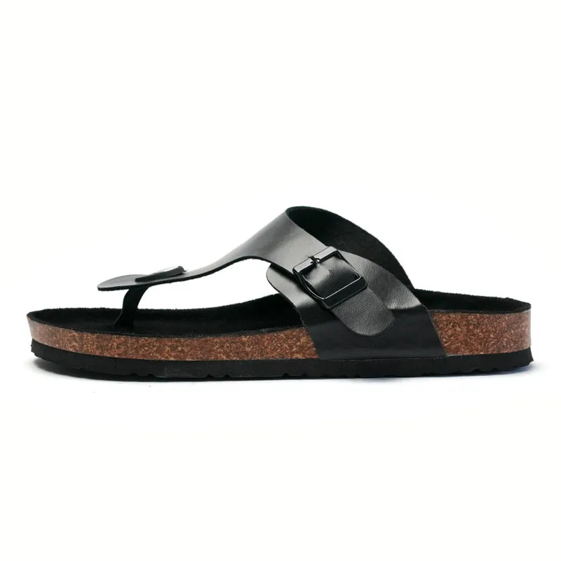 Multicolor Beach Student Casual Shoes Cork Slippers - Black