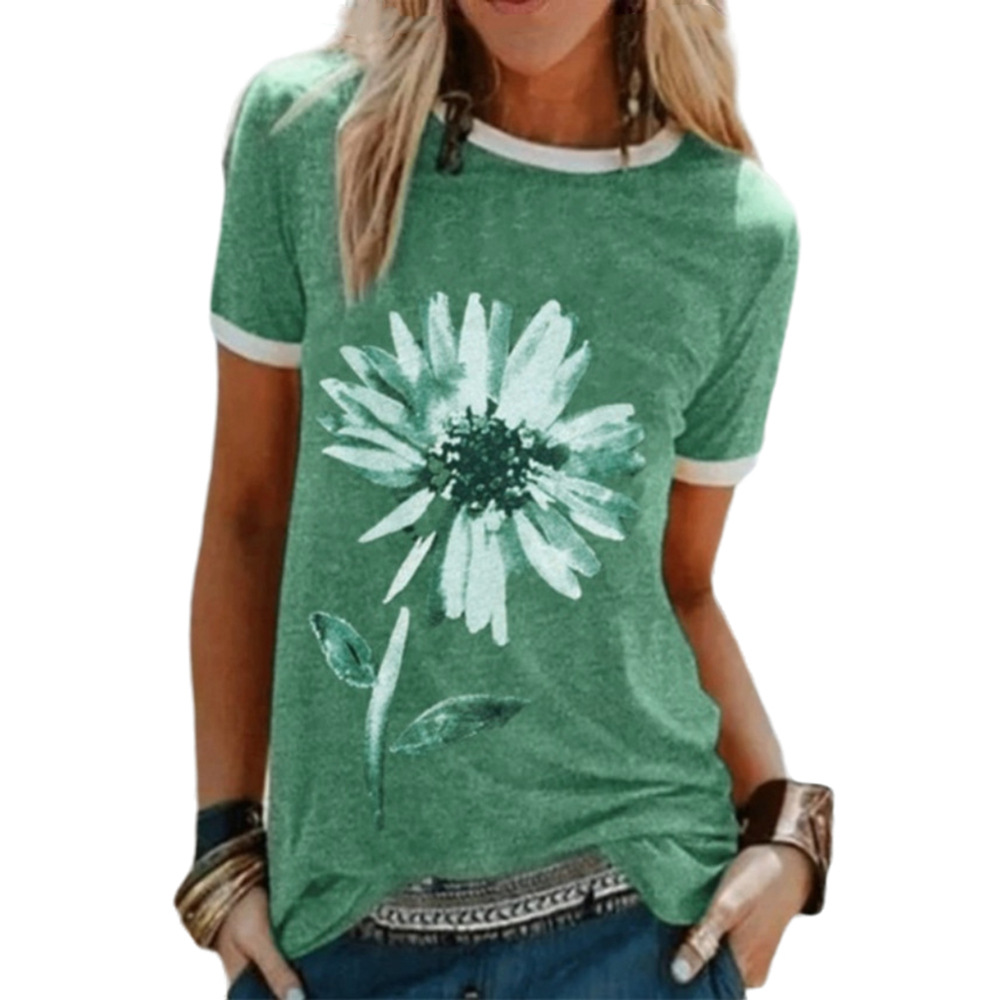 Floral Print Round Neck Short Sleeves