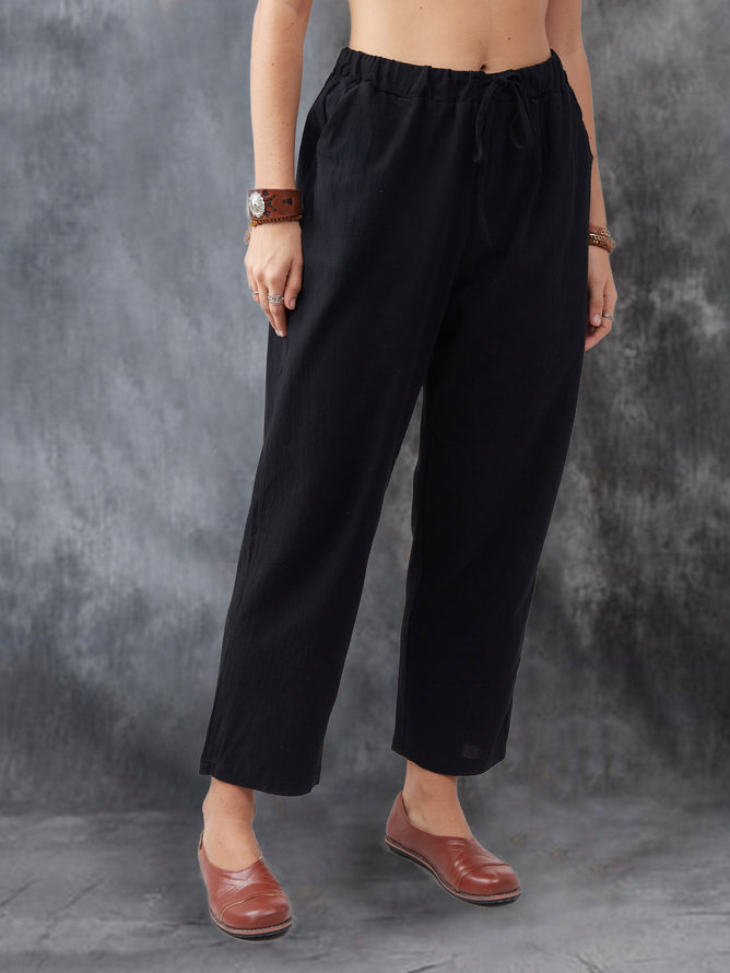 Title 2, Calça Casual Cor Sólida Plus Size