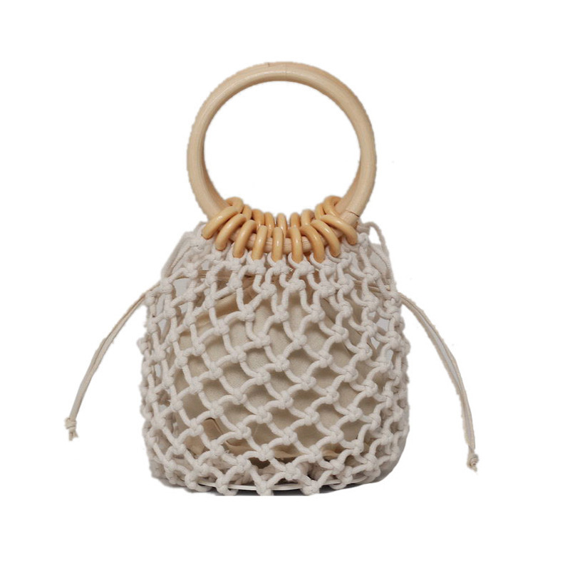 Personalized Popular Bag Women Fashion Woven Handbag Trend Simple Casual Bucket Bag Cream - Shop at LoveMi