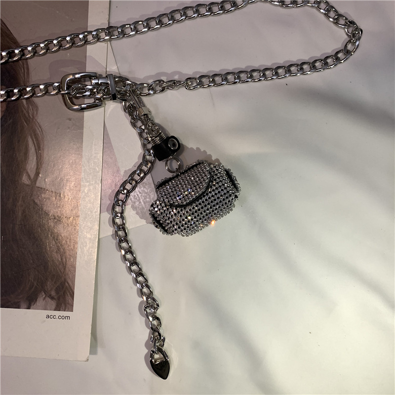 Long Chain Waist Belt With Mini Coin Bag For Women