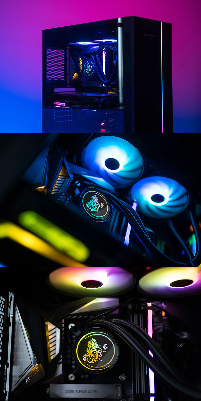 Kirin Computer CPU Water Cooling Radiator ARGB Fan 2 - Image 2