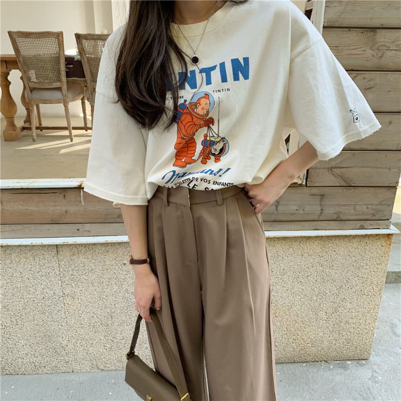 Korean Style Loose Women's Short-sleeved Cotton T-shirt