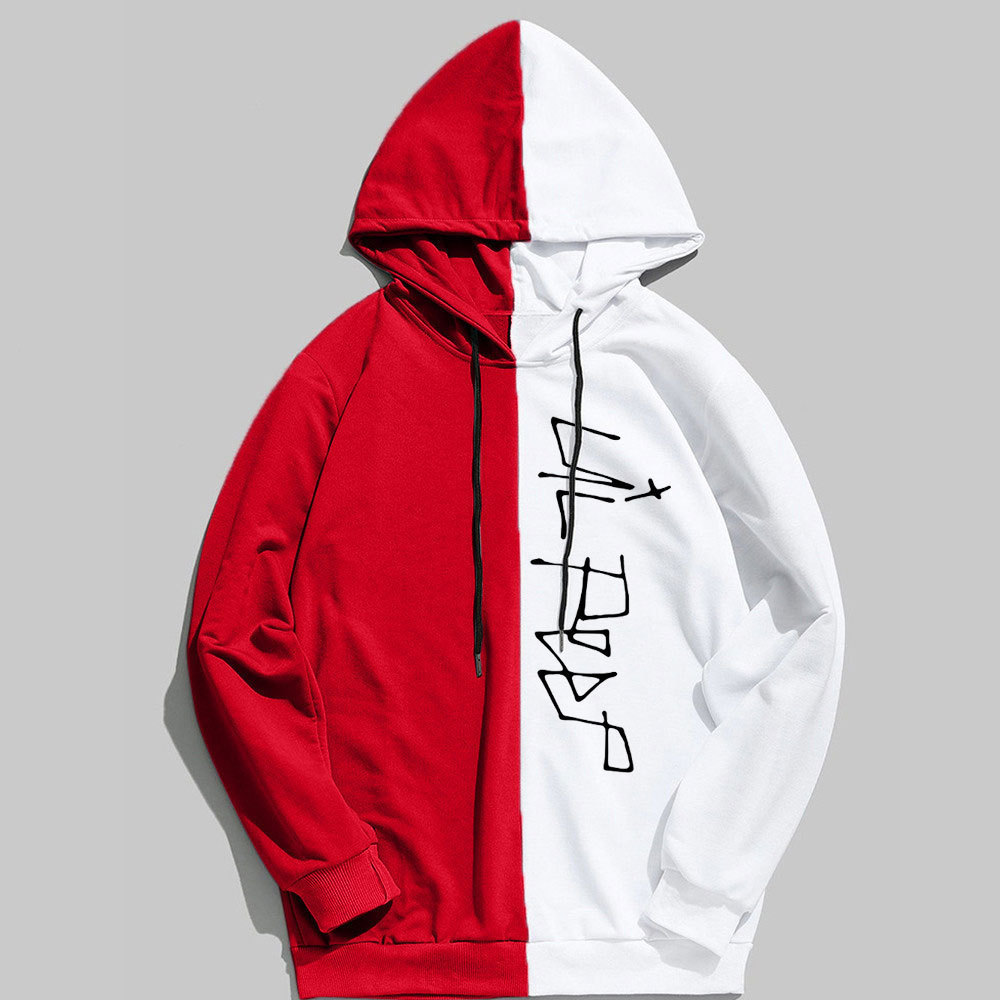 Loose Contrast Casual Hoodie Stitching Two Tone Thin Men's And Women's Sweater