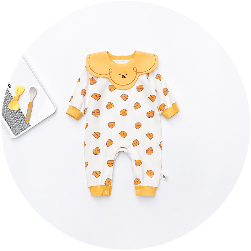 Kinder Jumpsuit Cartoon Puppe Kragen Klettern  Speicheltuch