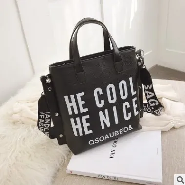 One Shoulder Large Shopping Tote Bag Ladies Black - Shop at LoveMi