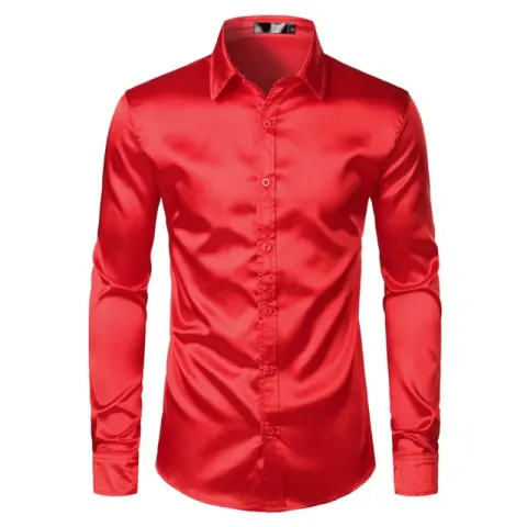 Mens Black Satin Dress Shirts