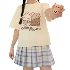 New Cute Harajuku Style Cartoon Print Short-Sleeved T-Shirt Female Loose Casual Student Top - White - View 1