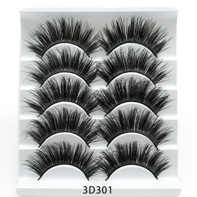 Mink False Eyelashes 3D False Eyelashes Five Pairs Of Soft Cotton Stalk Eyelashes 3D301 - Shop at LoveMi