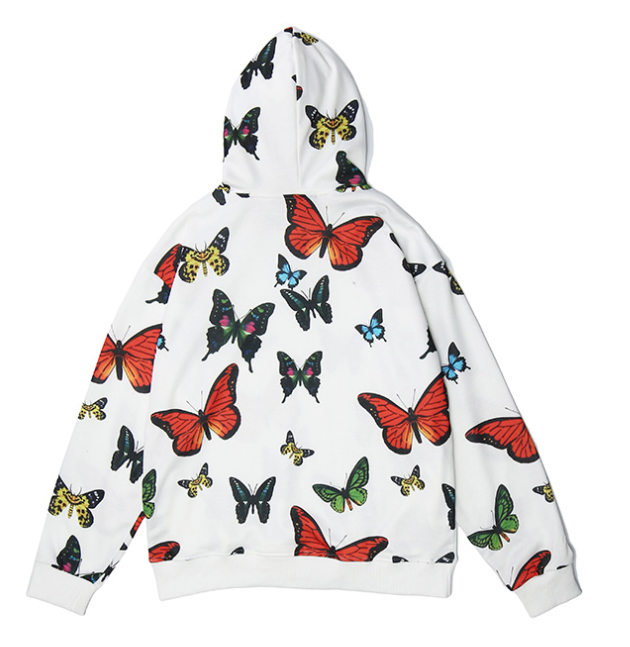 Title 3, Butterfly Print Loose Hoodie