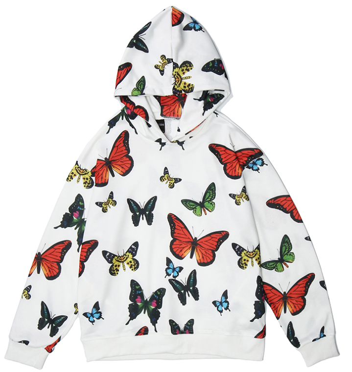 Title 4, Butterfly Print Loose Hoodie