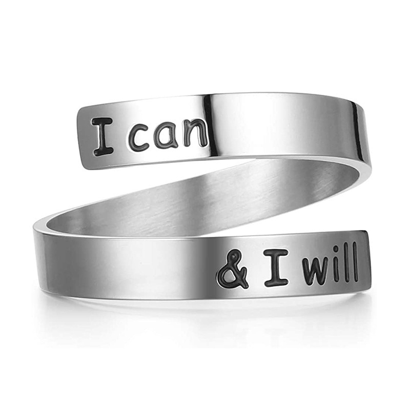 Stainless Steel Ring With Adjustable Opening And Smooth Engraving