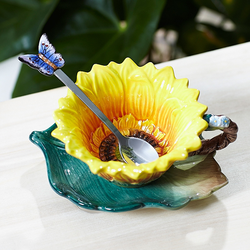 Sunflower Cup and Saucer Spoon