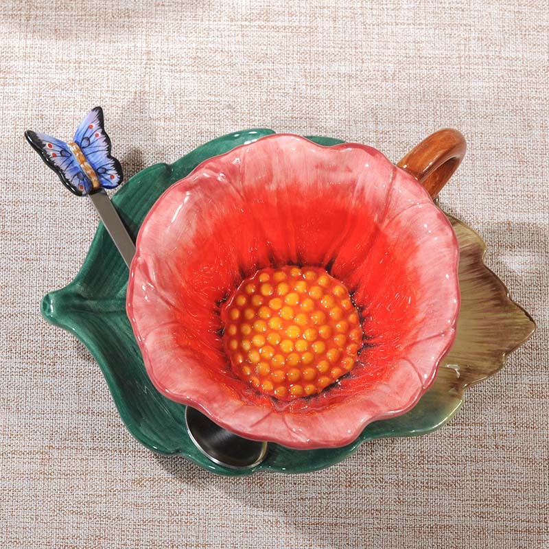 Red Sunflower Cup and Saucer S