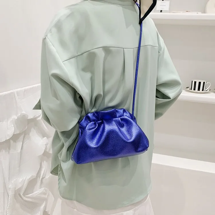 New Net Celebrity The Same Cloud Bag Silver Bag Shoulder And Armpit Dumpling Bag - Blue