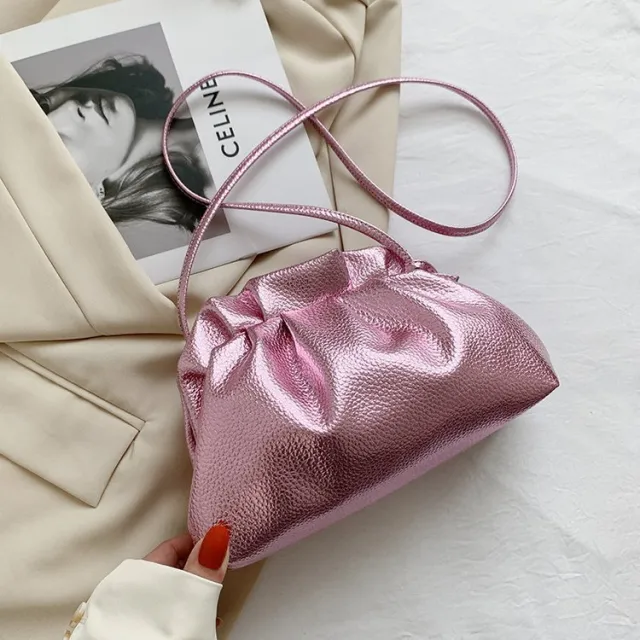 New Net Celebrity The Same Cloud Bag Silver Bag Shoulder And Armpit Dumpling Bag Pink - Shop at LoveMi