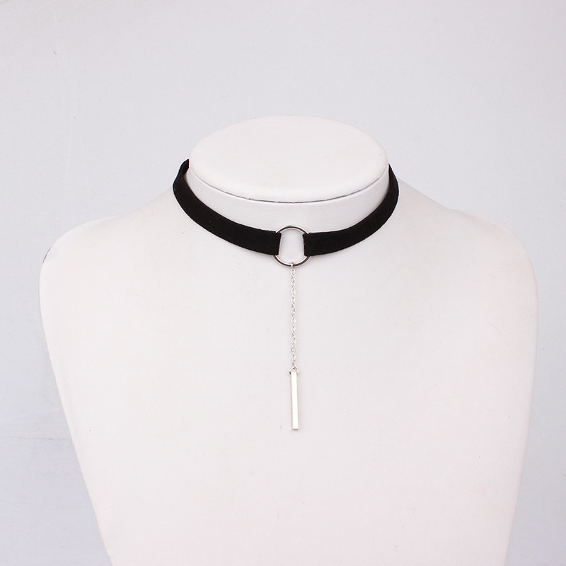 Leather Necklace Necklace Gold Color Pendant Collar Necklace For Girls Black Silver - Shop at LoveMi