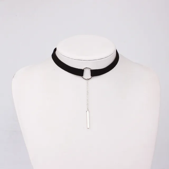 Leather Necklace Necklace Gold Color Pendant Collar Necklace For Girls Black Silver - Shop at LoveMi