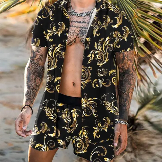Floral Shirt Beach Two Piece Suit Men