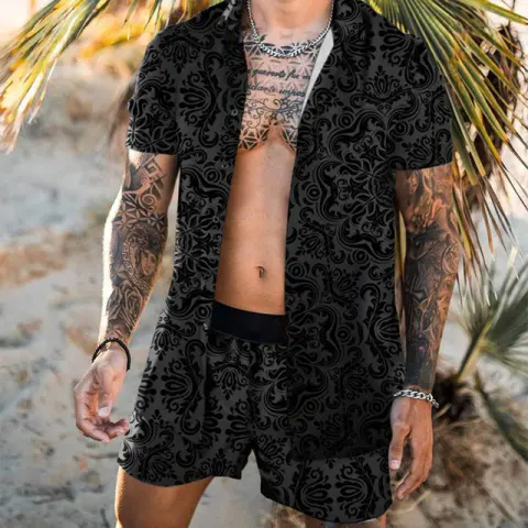 Floral Shirt Beach Two Piece Suit New Fashion Men