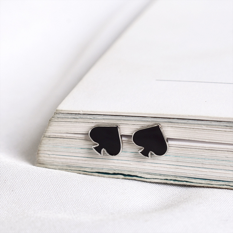 Earrings Epoxy Spades Black Plum Blossom Stud Earrings