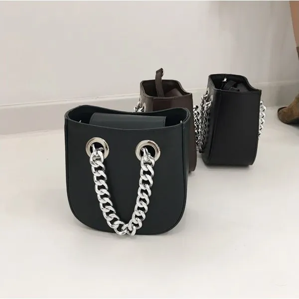 Women PU Leather Small Shoulder Bag Purse Solid Color Mini Crossbody - Black