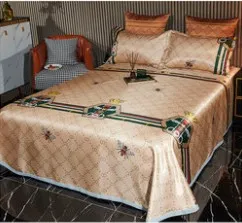 Ice Silk Bed Sheet Quilt Cover Pillowcase Three piece Cool Feeling Solid Color X - Shop at LoveMi